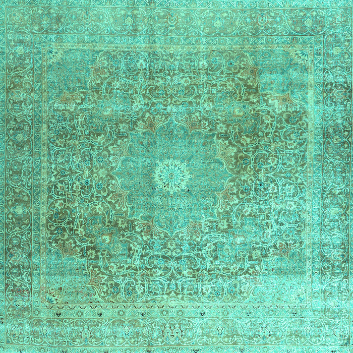 Square Machine Washable Persian Turquoise Traditional Area Rugs, wshtr3747turq
