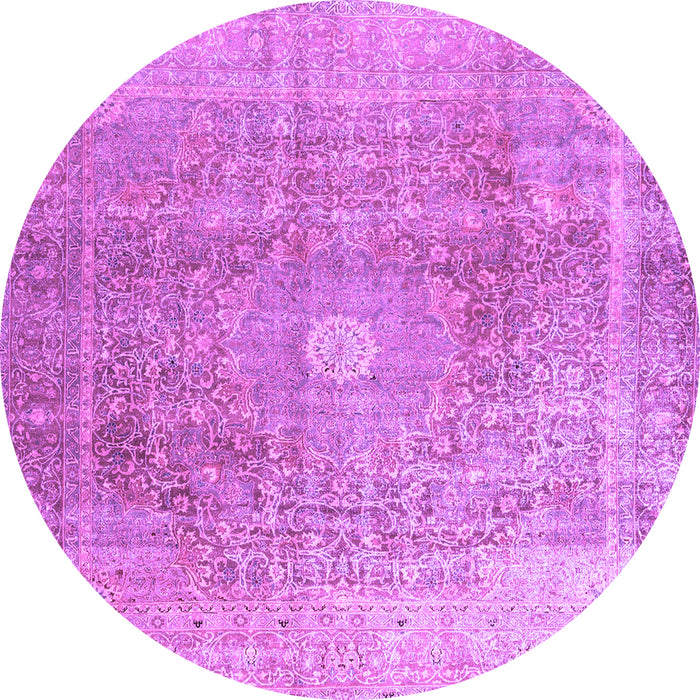 Round Persian Purple Traditional Rug, tr3747pur