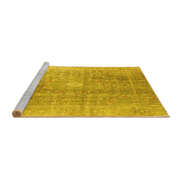 Sideview of Machine Washable Persian Yellow Traditional Rug, wshtr3747yw
