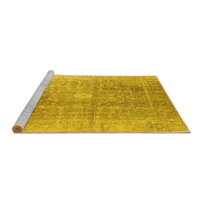 Sideview of Machine Washable Persian Yellow Traditional Rug, wshtr3747yw