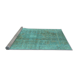 Sideview of Machine Washable Persian Light Blue Traditional Rug, wshtr3747lblu