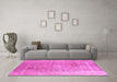 Machine Washable Persian Pink Traditional Rug in a Living Room, wshtr3747pnk