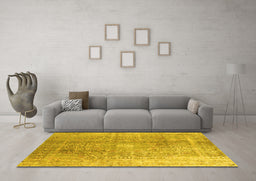 Machine Washable Persian Yellow Traditional Rug in a Living Room, wshtr3747yw