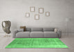 Machine Washable Persian Emerald Green Traditional Area Rugs in a Living Room,, wshtr3747emgrn