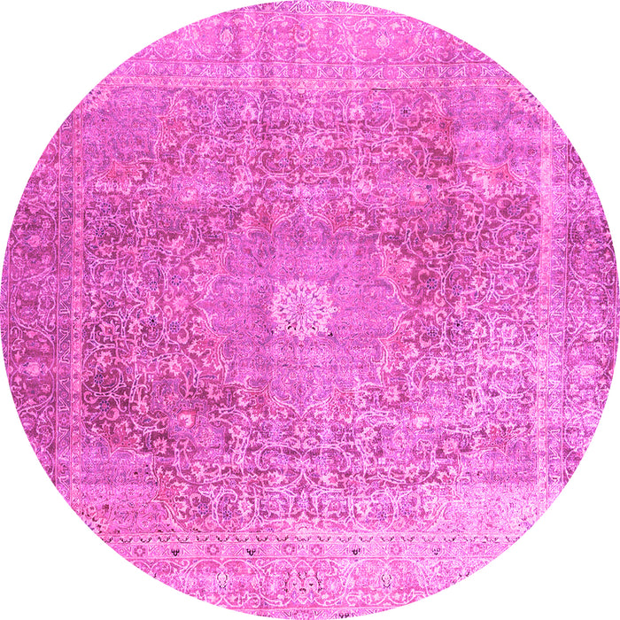 Round Persian Pink Traditional Rug, tr3747pnk
