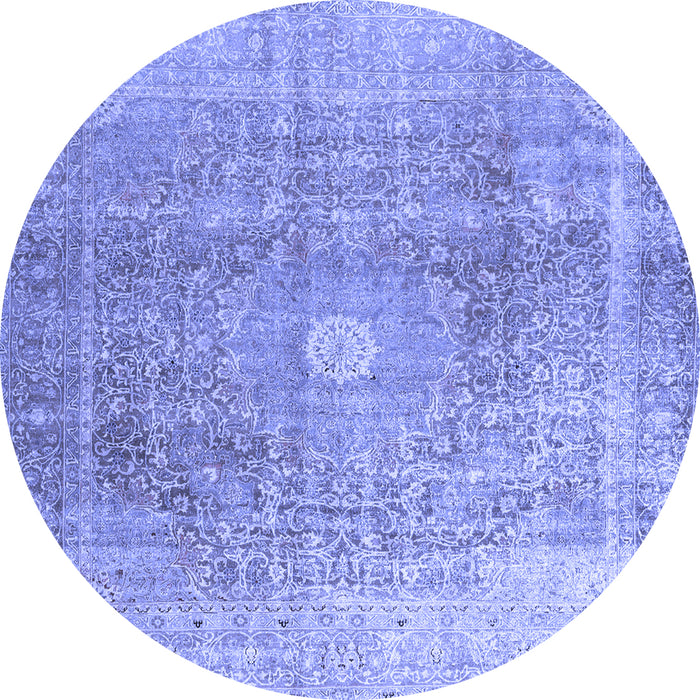 Round Persian Blue Traditional Rug, tr3747blu