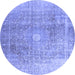 Round Persian Blue Traditional Rug, tr3747blu