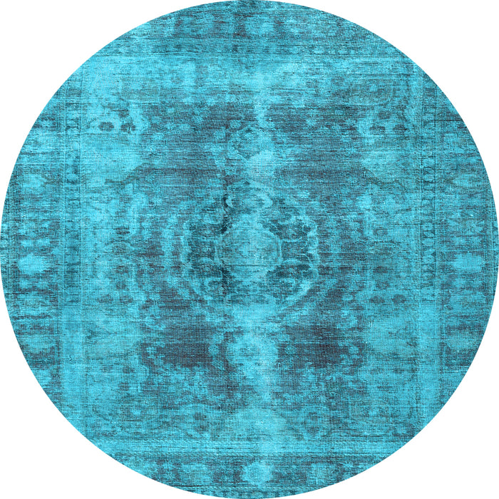 Round Machine Washable Persian Light Blue Traditional Rug, wshtr3748lblu