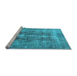 Sideview of Machine Washable Persian Light Blue Traditional Rug, wshtr3748lblu