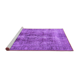 Sideview of Machine Washable Persian Purple Traditional Area Rugs, wshtr3748pur