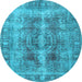 Round Persian Light Blue Traditional Rug, tr3748lblu