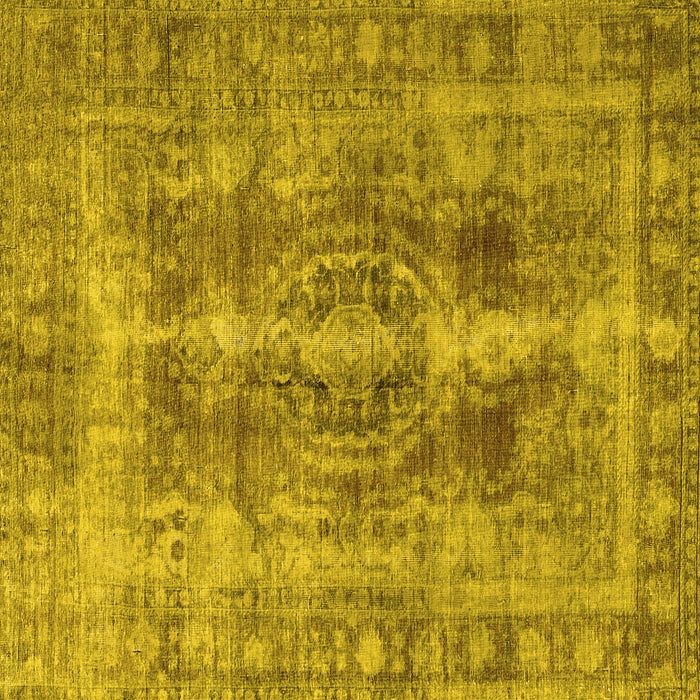 Square Machine Washable Persian Yellow Traditional Rug, wshtr3748yw