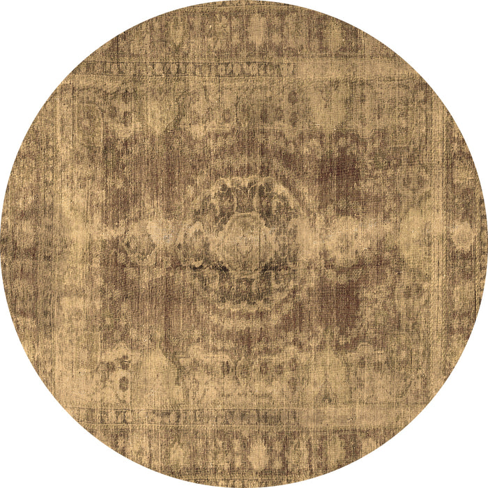 Round Machine Washable Persian Brown Traditional Rug, wshtr3748brn