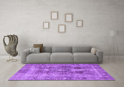 Machine Washable Persian Purple Traditional Area Rugs in a Living Room, wshtr3748pur