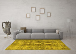 Machine Washable Persian Yellow Traditional Rug in a Living Room, wshtr3748yw