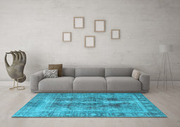 Machine Washable Persian Light Blue Traditional Rug in a Living Room, wshtr3748lblu