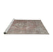 Sideview of Machine Washable Traditional Sage Green Rug, wshtr3749