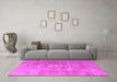 Machine Washable Persian Pink Traditional Rug in a Living Room, wshtr3749pnk