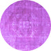 Round Persian Purple Traditional Rug, tr3749pur