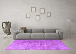 Machine Washable Persian Purple Traditional Area Rugs in a Living Room, wshtr3749pur