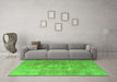 Machine Washable Persian Green Traditional Area Rugs in a Living Room,, wshtr3749grn