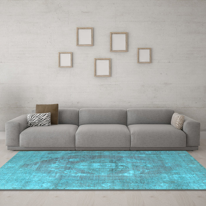 Machine Washable Persian Light Blue Traditional Rug in a Living Room, wshtr3749lblu