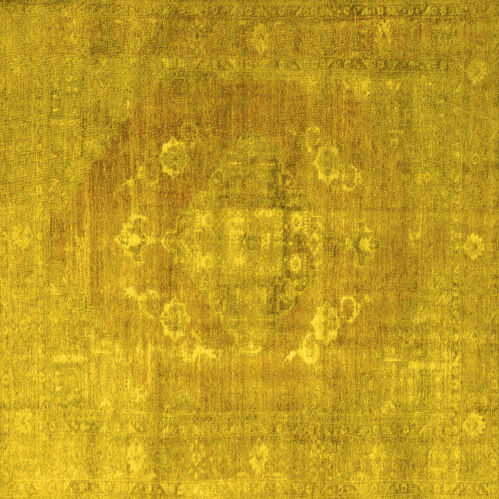 Square Machine Washable Persian Yellow Traditional Rug, wshtr3749yw