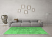 Machine Washable Persian Emerald Green Traditional Area Rugs in a Living Room,, wshtr3749emgrn