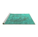 Sideview of Machine Washable Persian Turquoise Traditional Area Rugs, wshtr3749turq