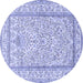 Round Machine Washable Persian Blue Traditional Rug, wshtr374blu