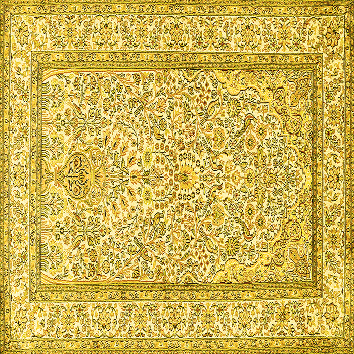 Square Machine Washable Persian Yellow Traditional Rug, wshtr374yw