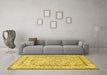 Machine Washable Persian Yellow Traditional Rug in a Living Room, wshtr374yw