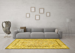 Machine Washable Persian Yellow Traditional Rug in a Living Room, wshtr374yw