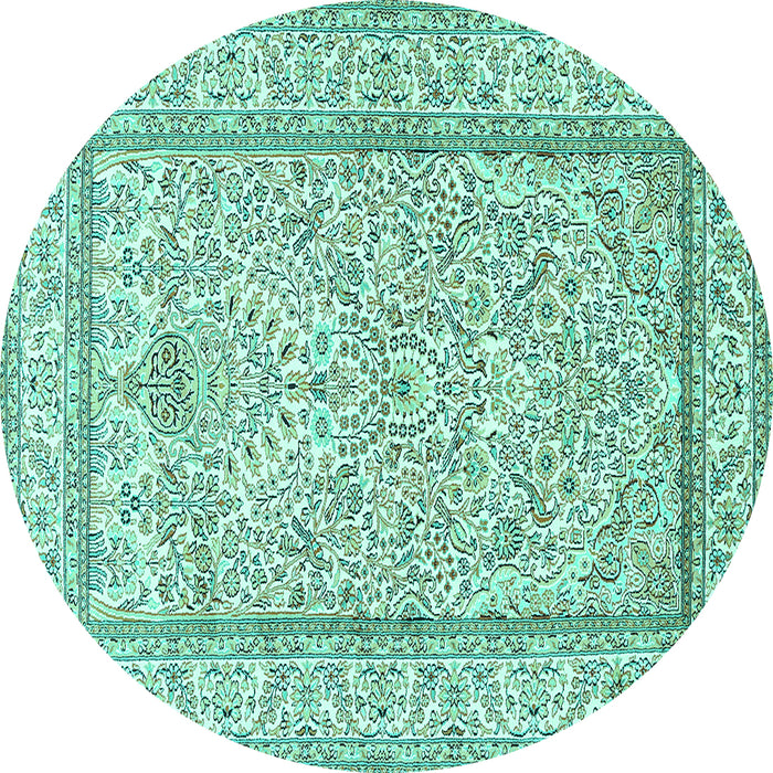 Round Persian Turquoise Traditional Rug, tr374turq