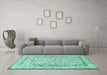 Machine Washable Persian Turquoise Traditional Area Rugs in a Living Room,, wshtr374turq