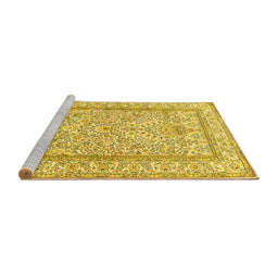 Sideview of Machine Washable Persian Yellow Traditional Rug, wshtr374yw