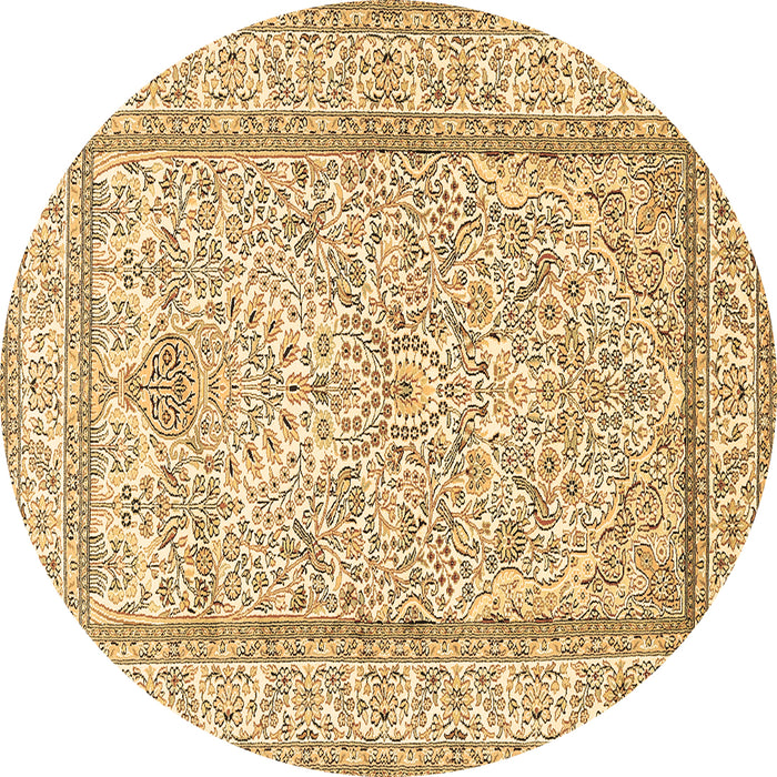 Round Machine Washable Persian Brown Traditional Rug, wshtr374brn