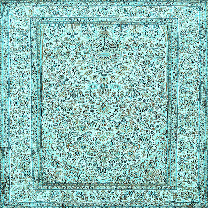 Square Machine Washable Persian Light Blue Traditional Rug, wshtr374lblu