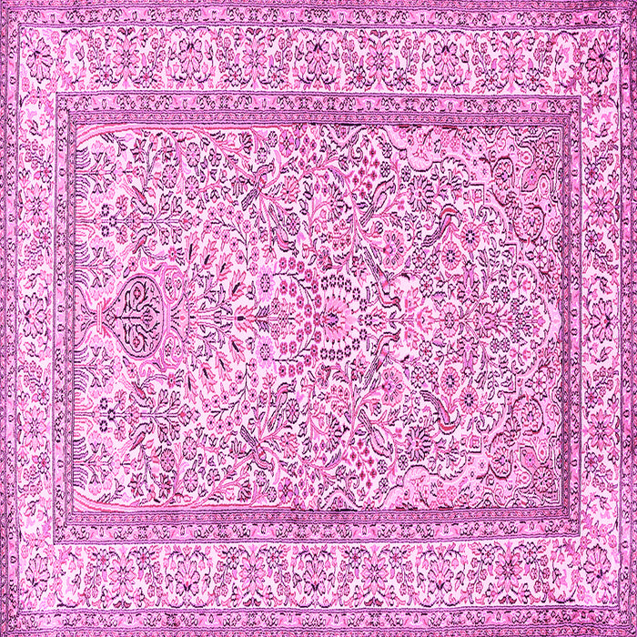 Square Machine Washable Persian Pink Traditional Rug, wshtr374pnk