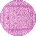 Round Machine Washable Persian Pink Traditional Rug, wshtr374pnk