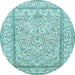 Round Persian Light Blue Traditional Rug, tr374lblu