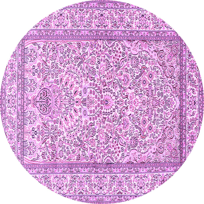 Round Machine Washable Persian Purple Traditional Area Rugs, wshtr374pur