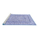 Sideview of Machine Washable Persian Blue Traditional Rug, wshtr374blu