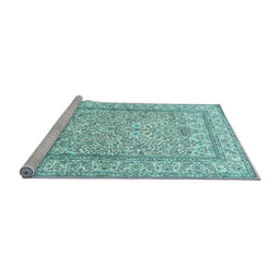 Sideview of Machine Washable Persian Light Blue Traditional Rug, wshtr374lblu
