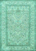 Machine Washable Persian Turquoise Traditional Area Rugs, wshtr374turq