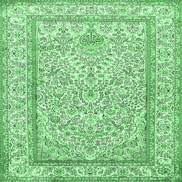 Square Machine Washable Persian Emerald Green Traditional Area Rugs, wshtr374emgrn