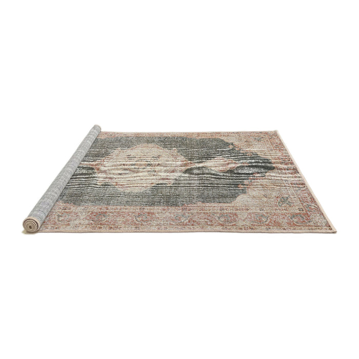 Sideview of Machine Washable Traditional Dark Almond Brown Rug, wshtr3750