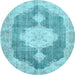 Round Persian Light Blue Traditional Rug, tr3750lblu
