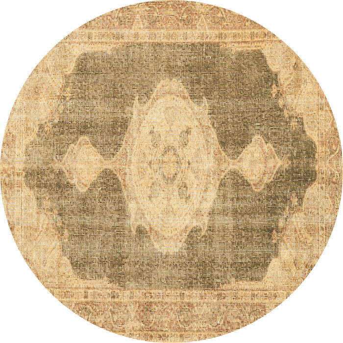 Round Persian Brown Traditional Rug, tr3750brn