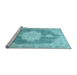 Sideview of Machine Washable Persian Light Blue Traditional Rug, wshtr3750lblu